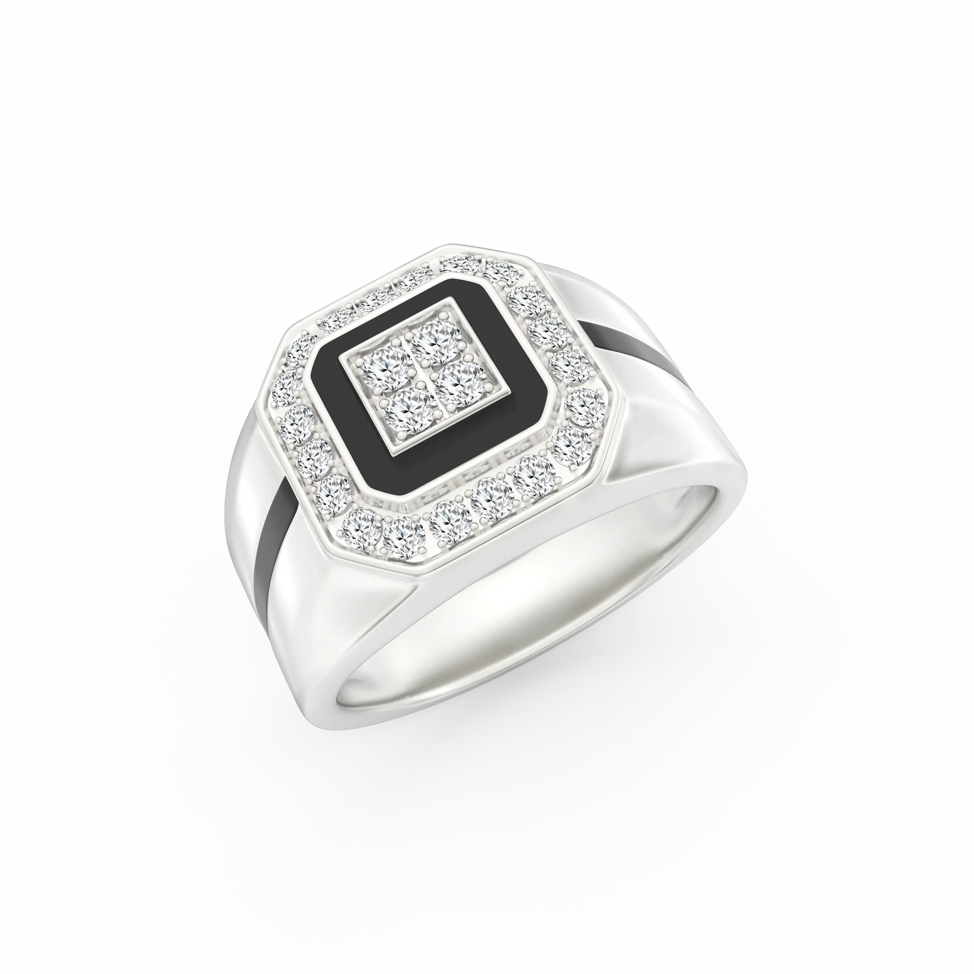 Dynamic Noir Diamond Ring in 10K White Gold
