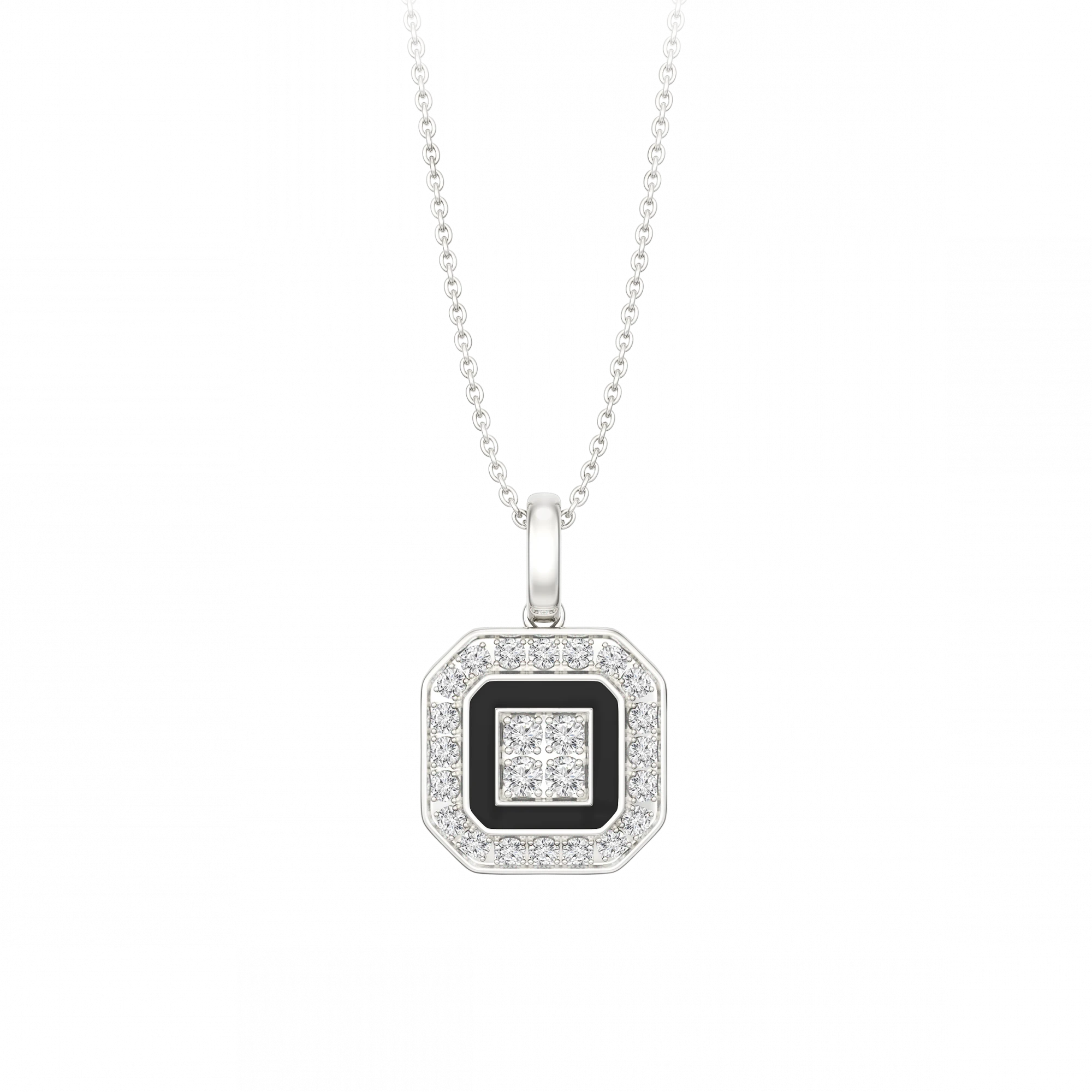 Dynamic Noir Diamond Pendant in 10K White Gold