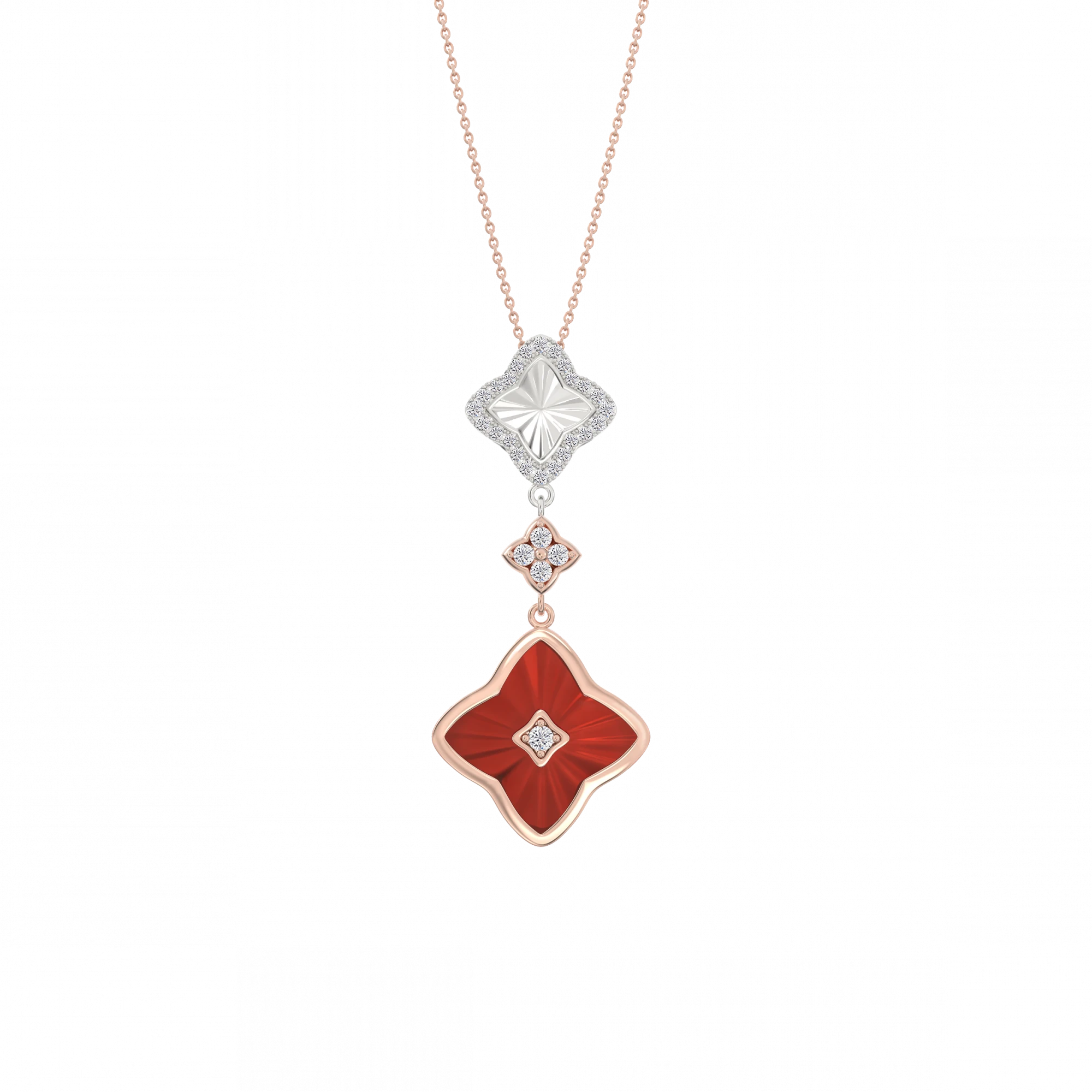 Starry Collection Enamel Diamond Pendant in 10K White & Rose Gold by D&P Malysia