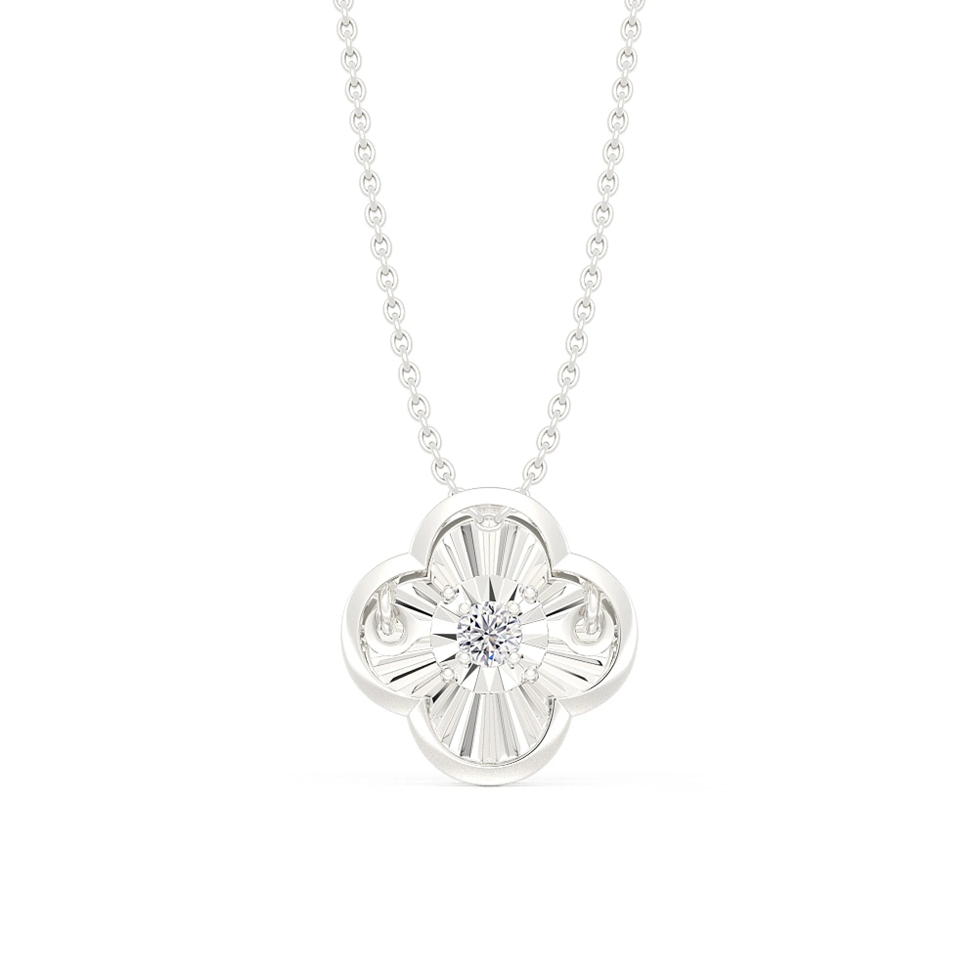 Lucky Lover Dancing Diamond Necklace in White Gold by D&P Malaysia