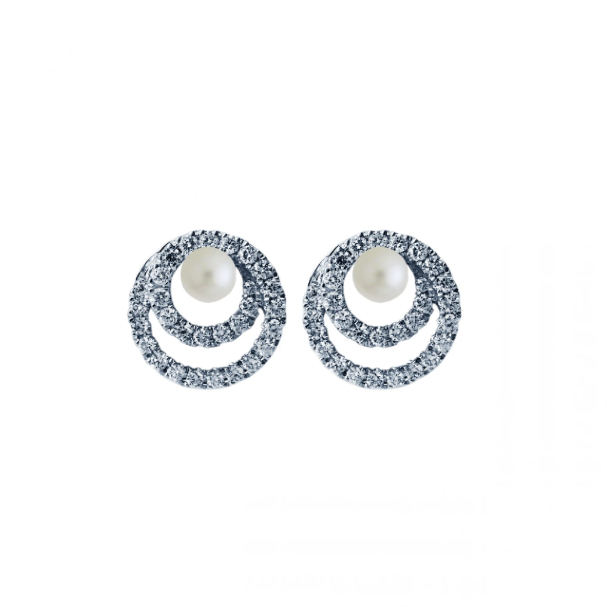 Twirl Akoya Pearl Diamond Earrings in white gold setting for brides from Diamond & Platinum Malaysia