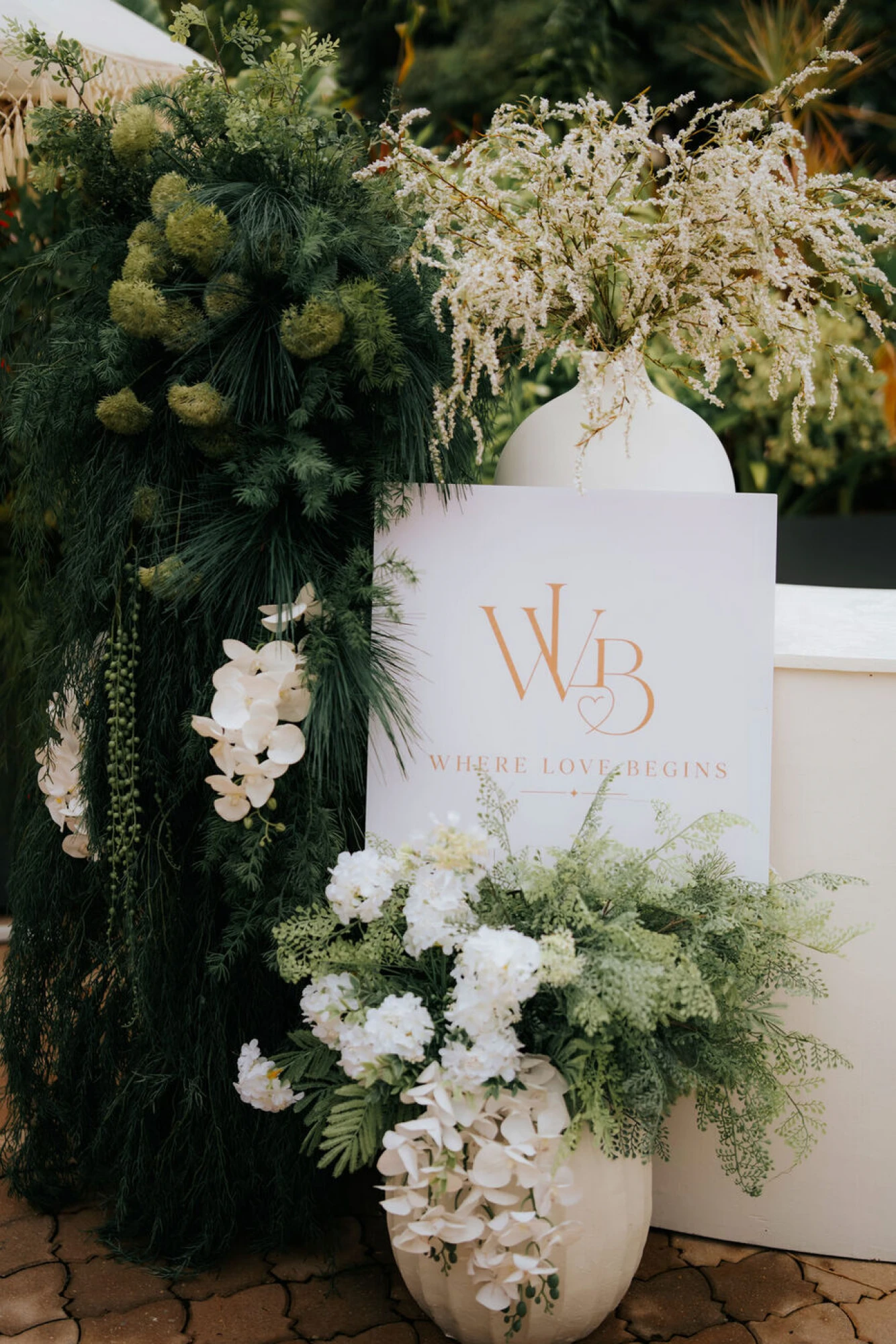 Floral installation at the Where Love Begins wedding fashion showcase