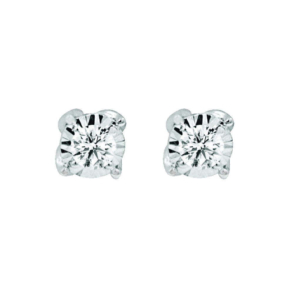 Lilian Diamond Stud Earrings in 18k White Gold | D&P Malaysia
